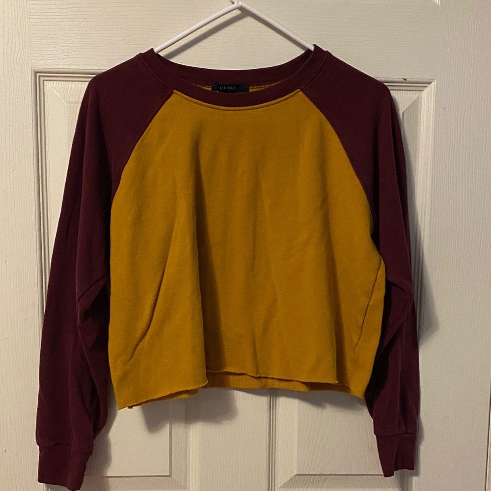 Forever 21 Mustard and Burgundy Sweatshirt